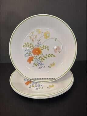 (4) Vintage Corelle Corning Dinner Plates "Wildflower" 10.25"